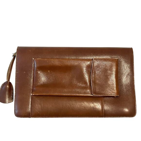 Vintage Gary's Of California Brown Leather Clutch Envelope Bag Wallet - Picture 14 of 16